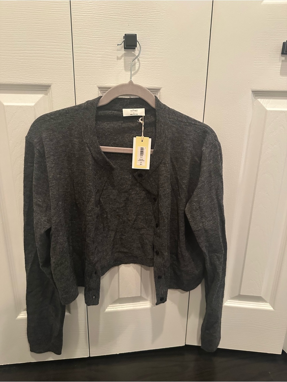 Wilfred Charcoal Gray Cropped Button Cardigan